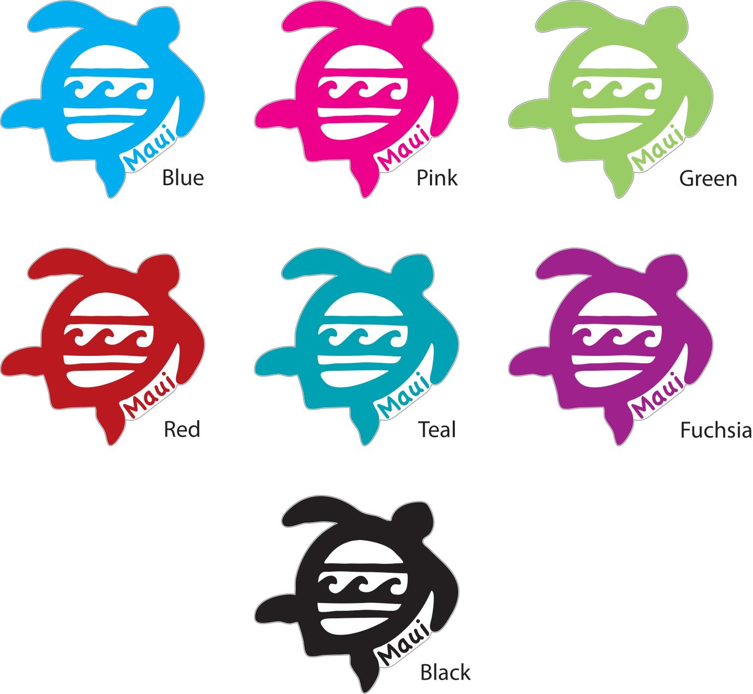 Wave Honu Maui Decals Rubber Stamp Plantation