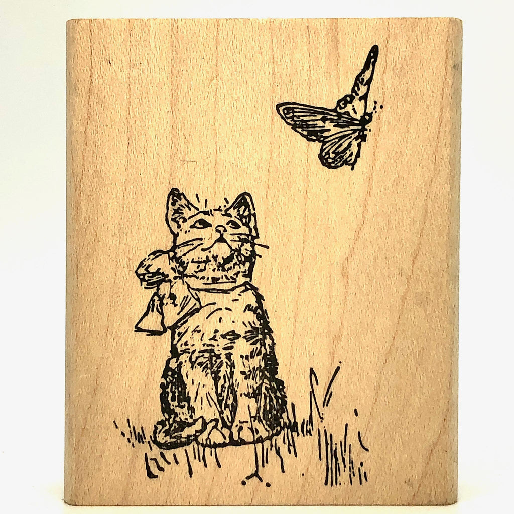 Kitty W Butterfly Stamp