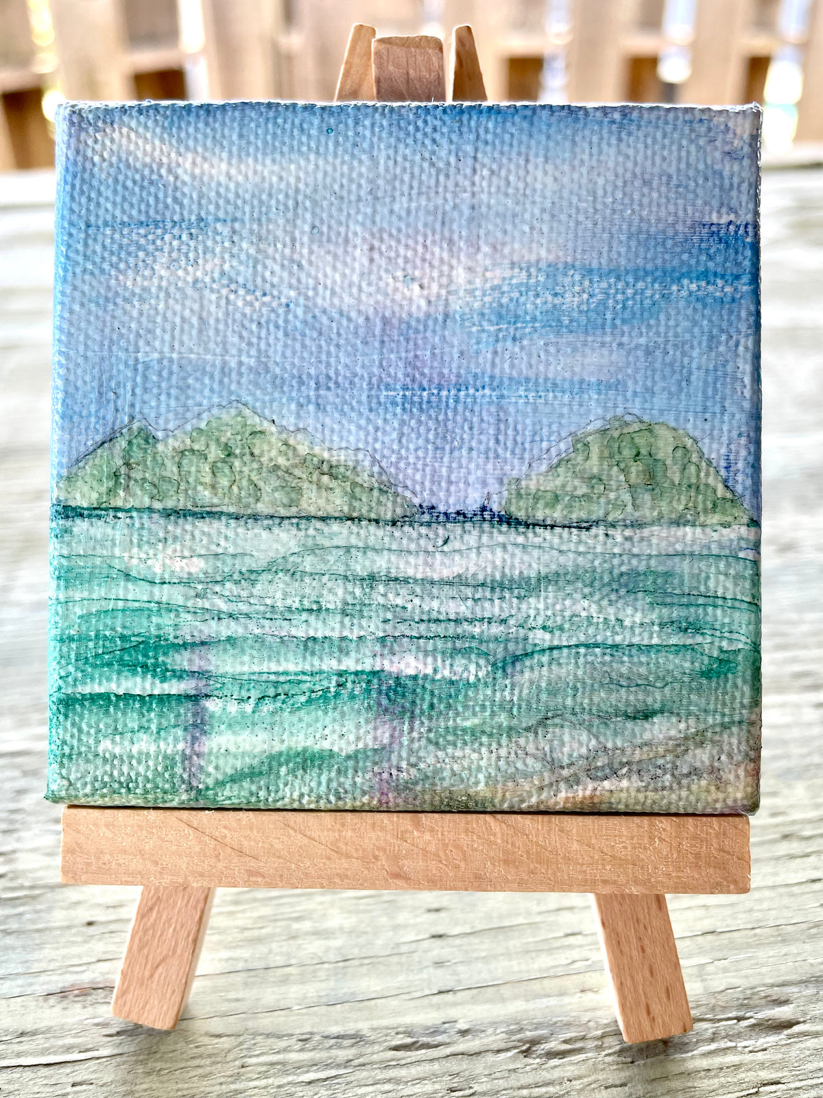 Nā Mokulua Lanikai Kine Day 3x3 Rubber Stamp Plantation