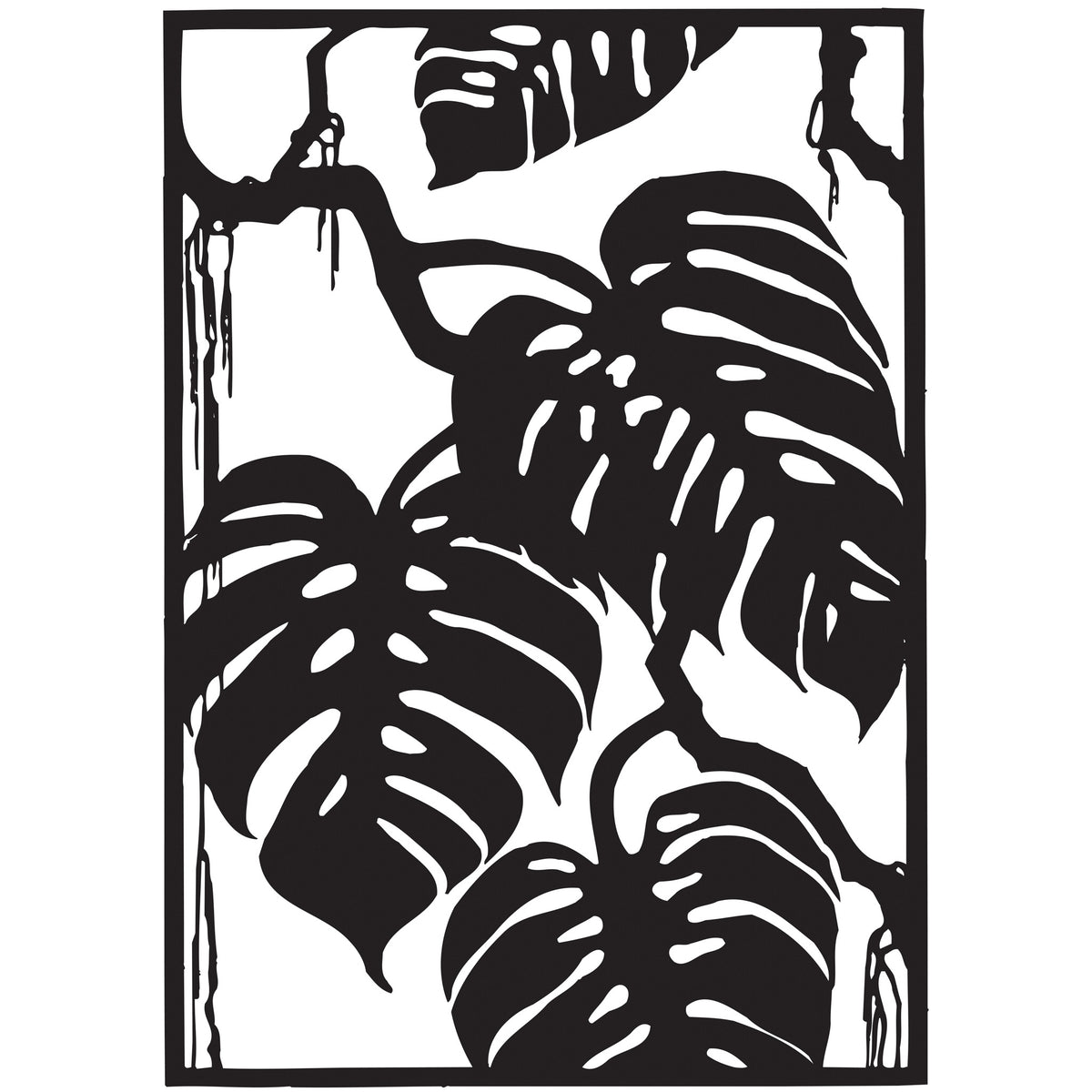 monstera leaf stencil Monstera Panel Etch Stencil– Rubber Stamp Plantation