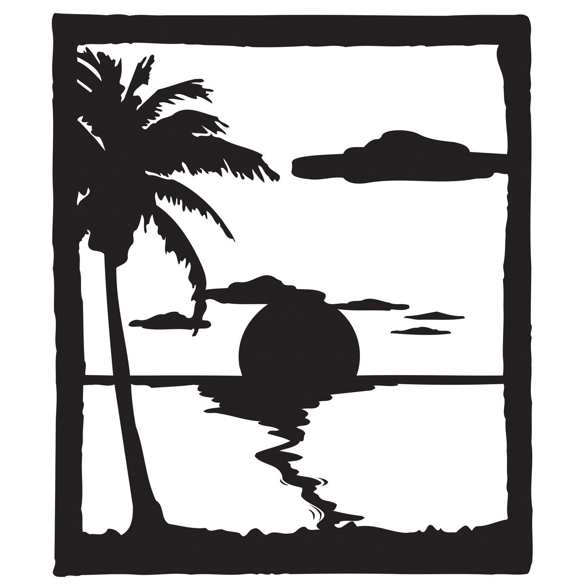 Sunset Beach Etch Stencil Rubber Stamp Plantation