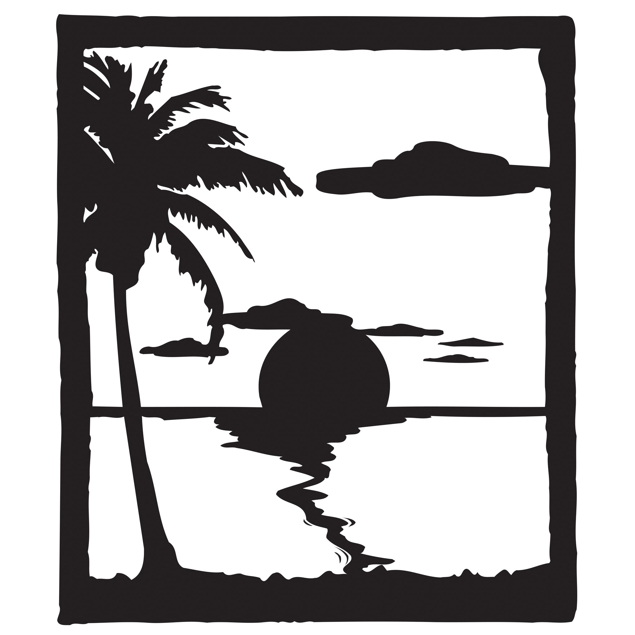 Sunset Beach Etch Stencil Rubber Stamp Plantation