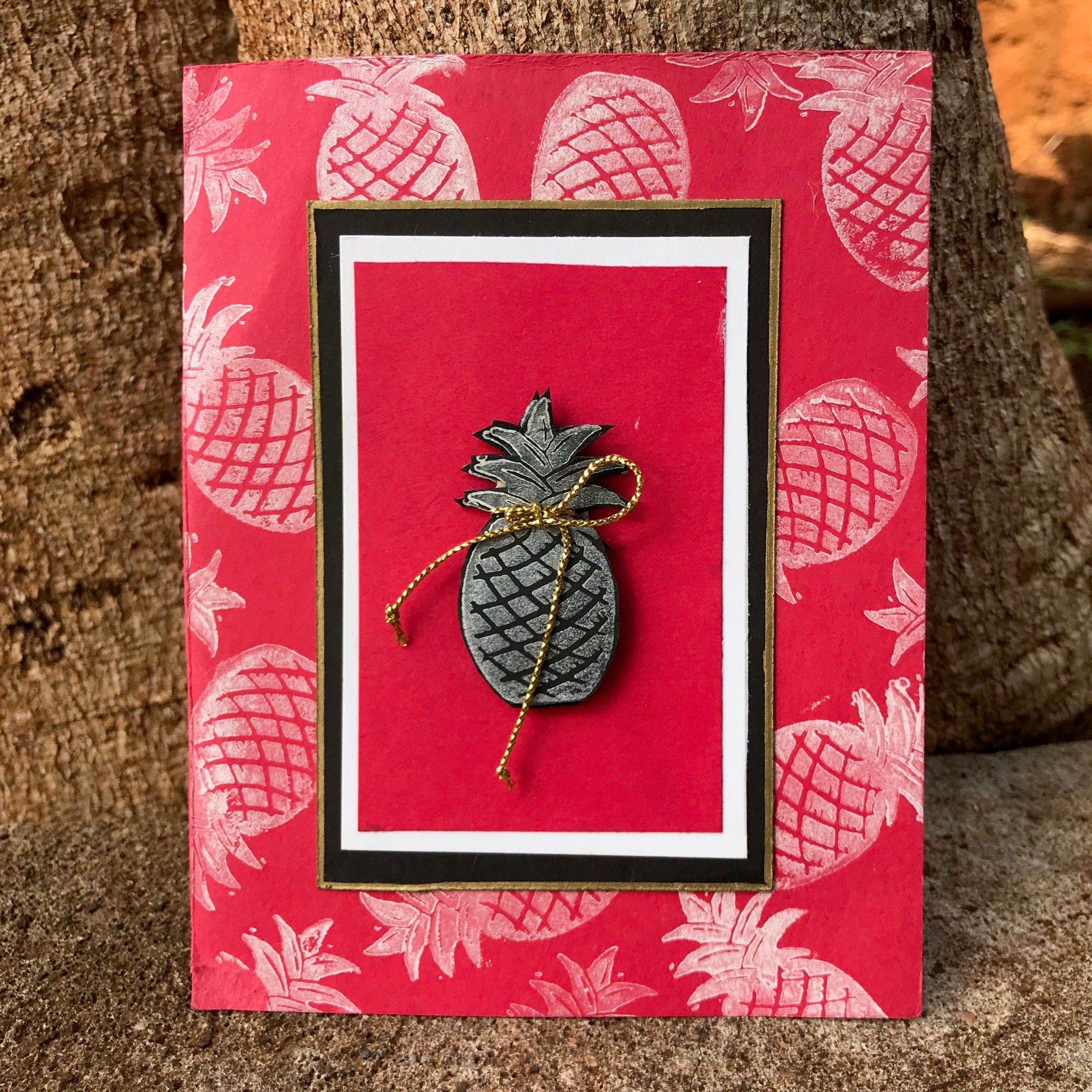 Small Woodcut Pineapple Stamp Rubber Stamp Plantation